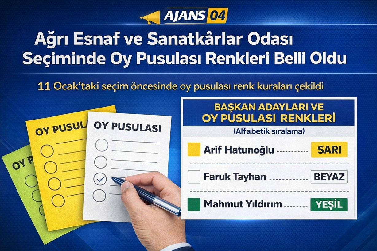 Ağrı Esnaf ve Sanatkârlar Odası Seçiminde Oy Pusulası Renkleri Belli Oldu