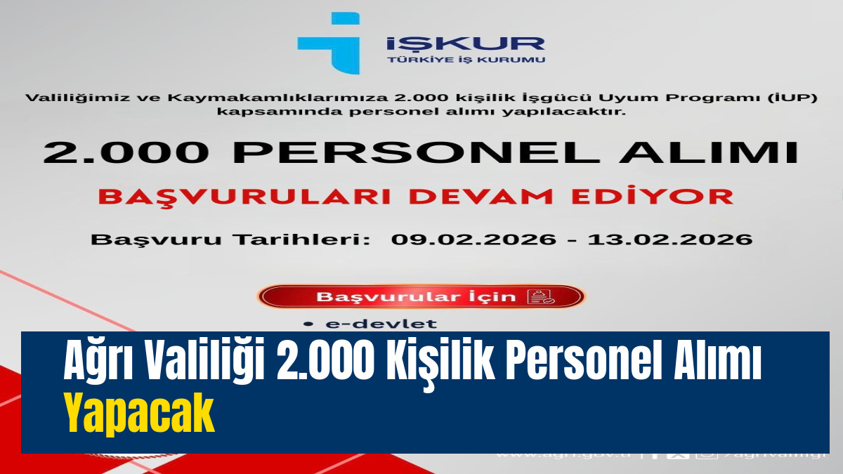 Ağrı Valiliği 2.000 Kişilik Personel Alımı Yapacak