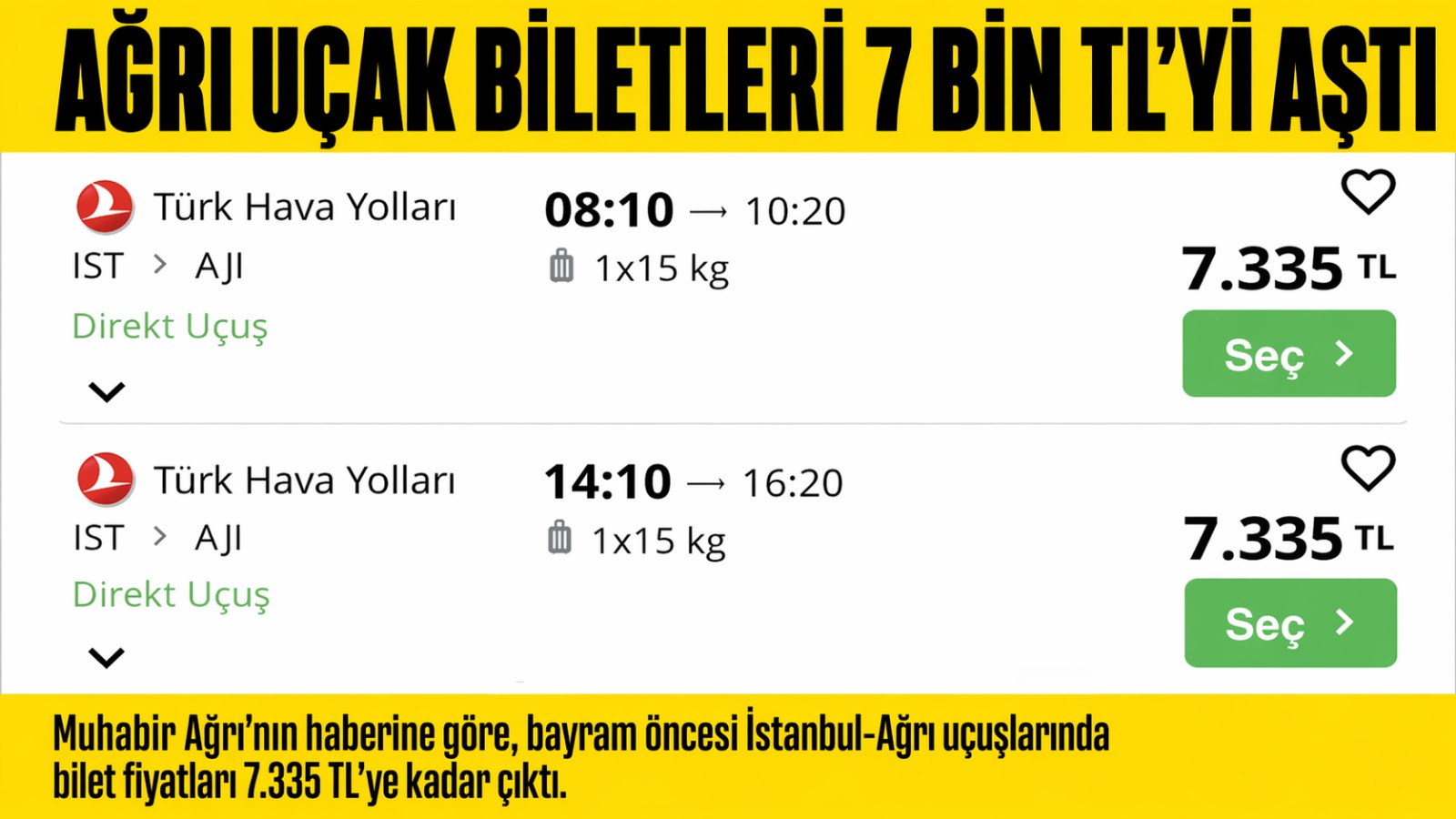 Bayram Öncesi Ağrı Uçak Biletlerinde Fahiş Artış Tepkisi