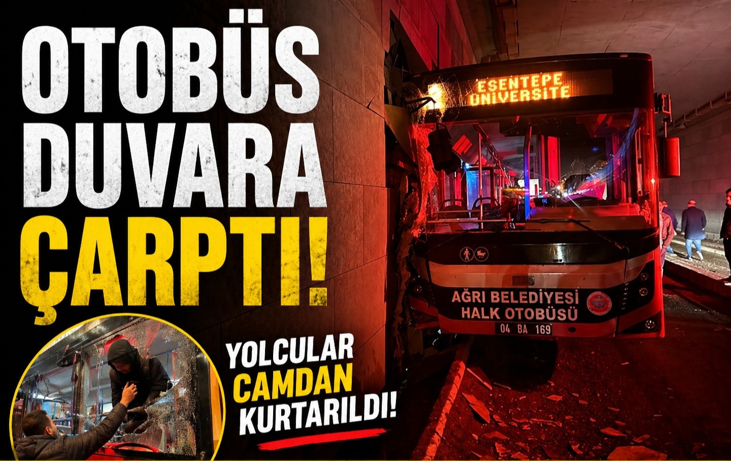 Ağrı’da Korku Dolu Kaza: Belediye Otobüsü Alt Geçitte Duvara Çarptı