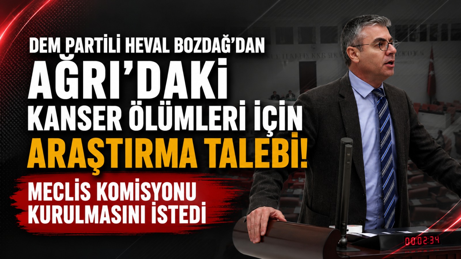 DEM PARTİLİ HEVAL BOZDAĞ’DAN AĞRI’DAKİ KANSER ÖLÜMLERİ İÇİN MECLİS ARAŞTIRMASI TALEBİ