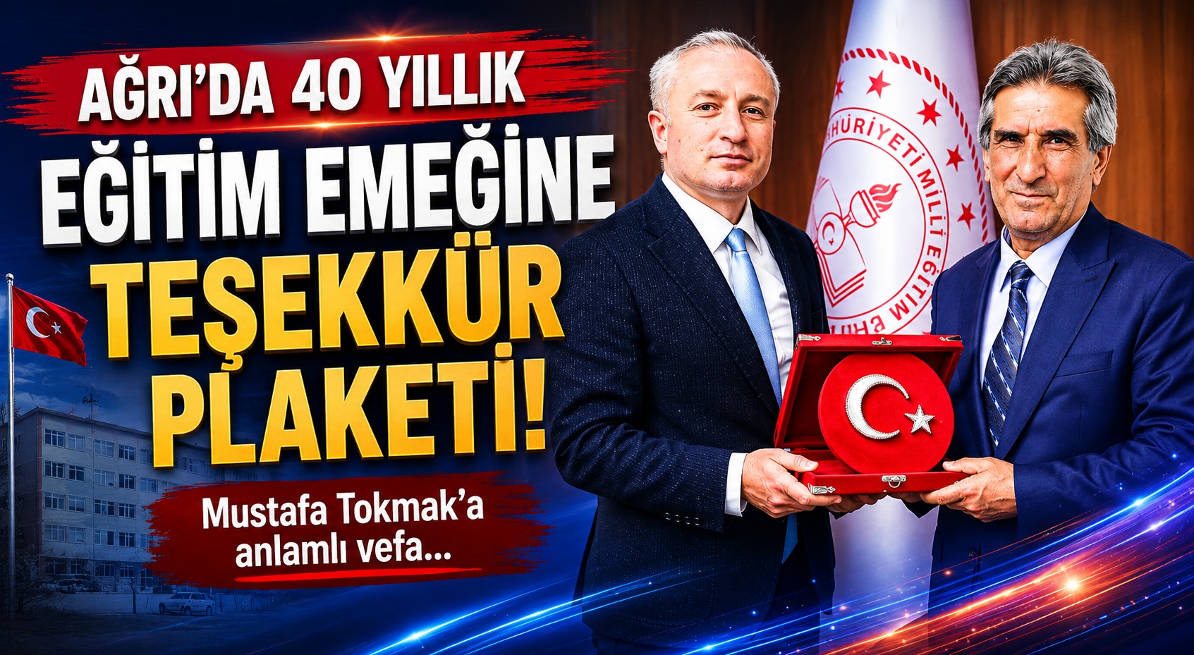 Ağrı İl Milli Eğitim Müdürlüğü’nden Mustafa Tokmak’a 40 Yıllık Emek Plaketi