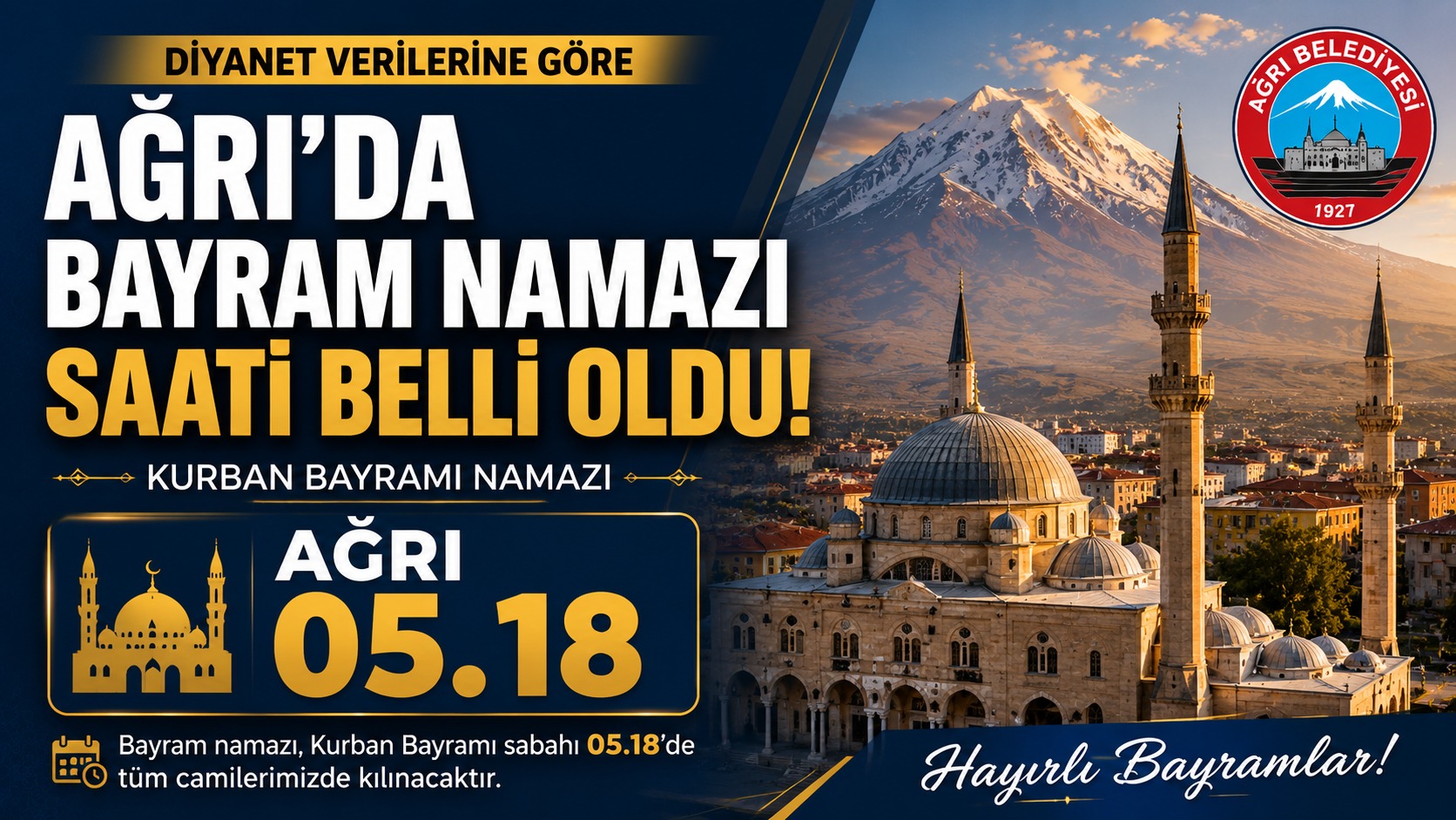 Ağrı’da Bayram Namazı Saati Belli Oldu