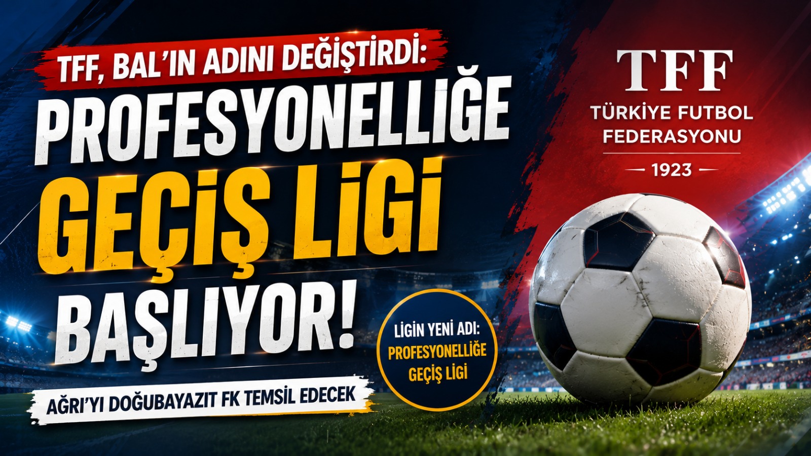TFF, BAL’ın Adını Değiştirdi: Doğubayazıt FK İçin Yeni Dönem Başlıyor