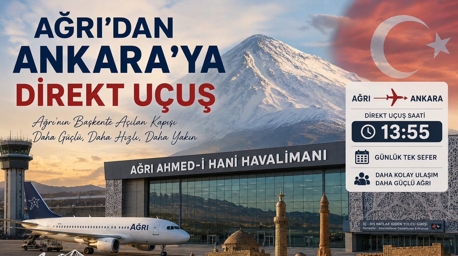 AĞRI'NIN BAŞKENTE AÇILAN KAPISI SAAT 13.55'E SIKIŞMAMALI