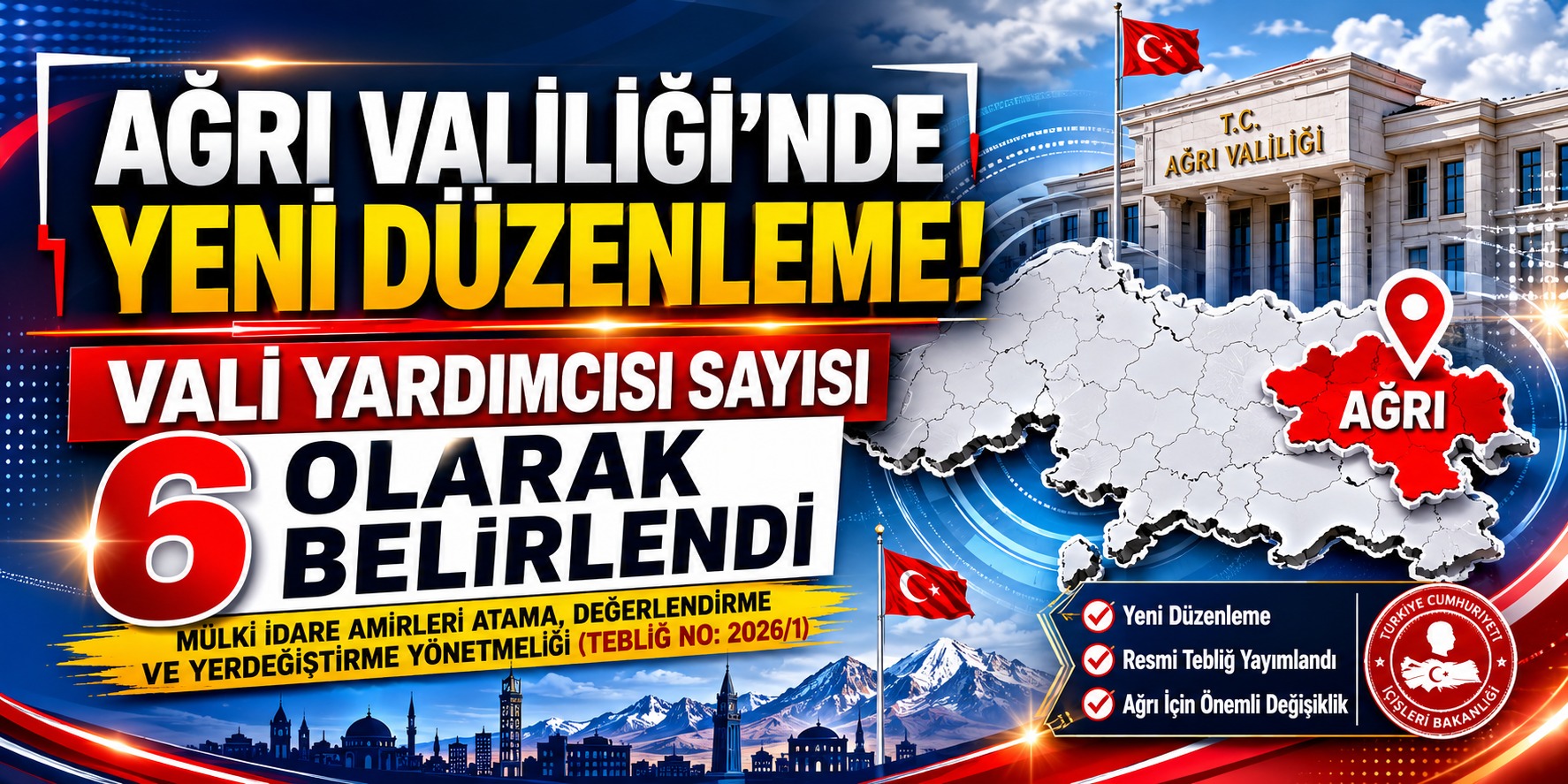 Ağrı Valiliği’nde Yeni Düzenleme: Vali Yardımcısı Sayısı 6 Olarak Belirlendi