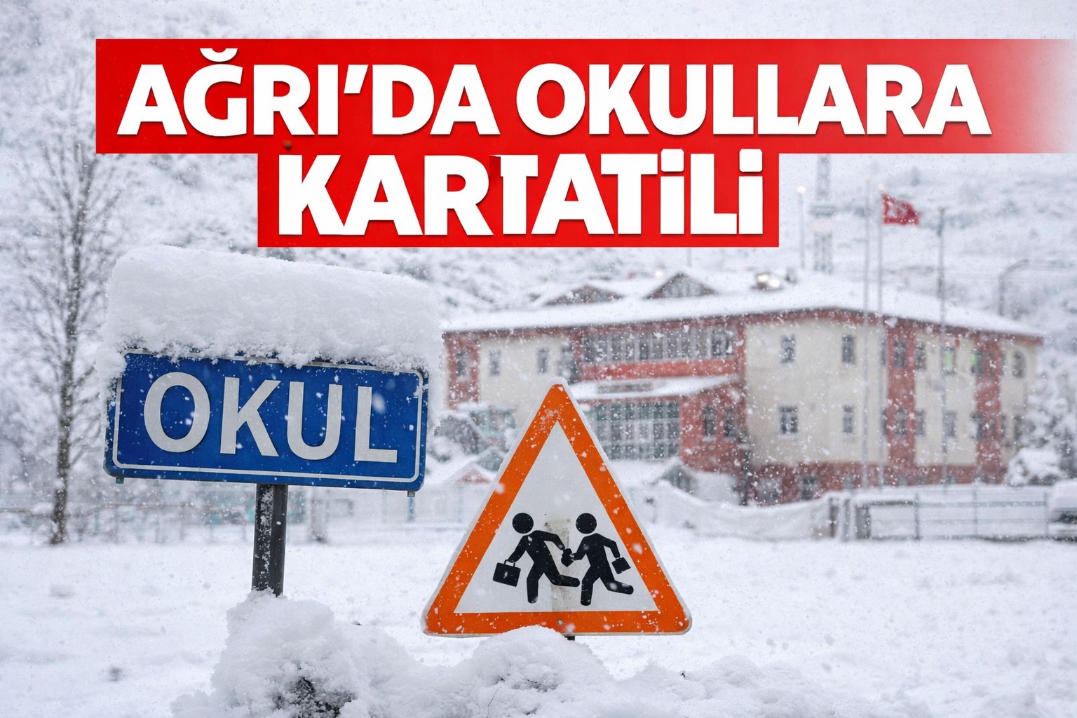Ağrı’da Eğitime 1 Gün Kar Engeli