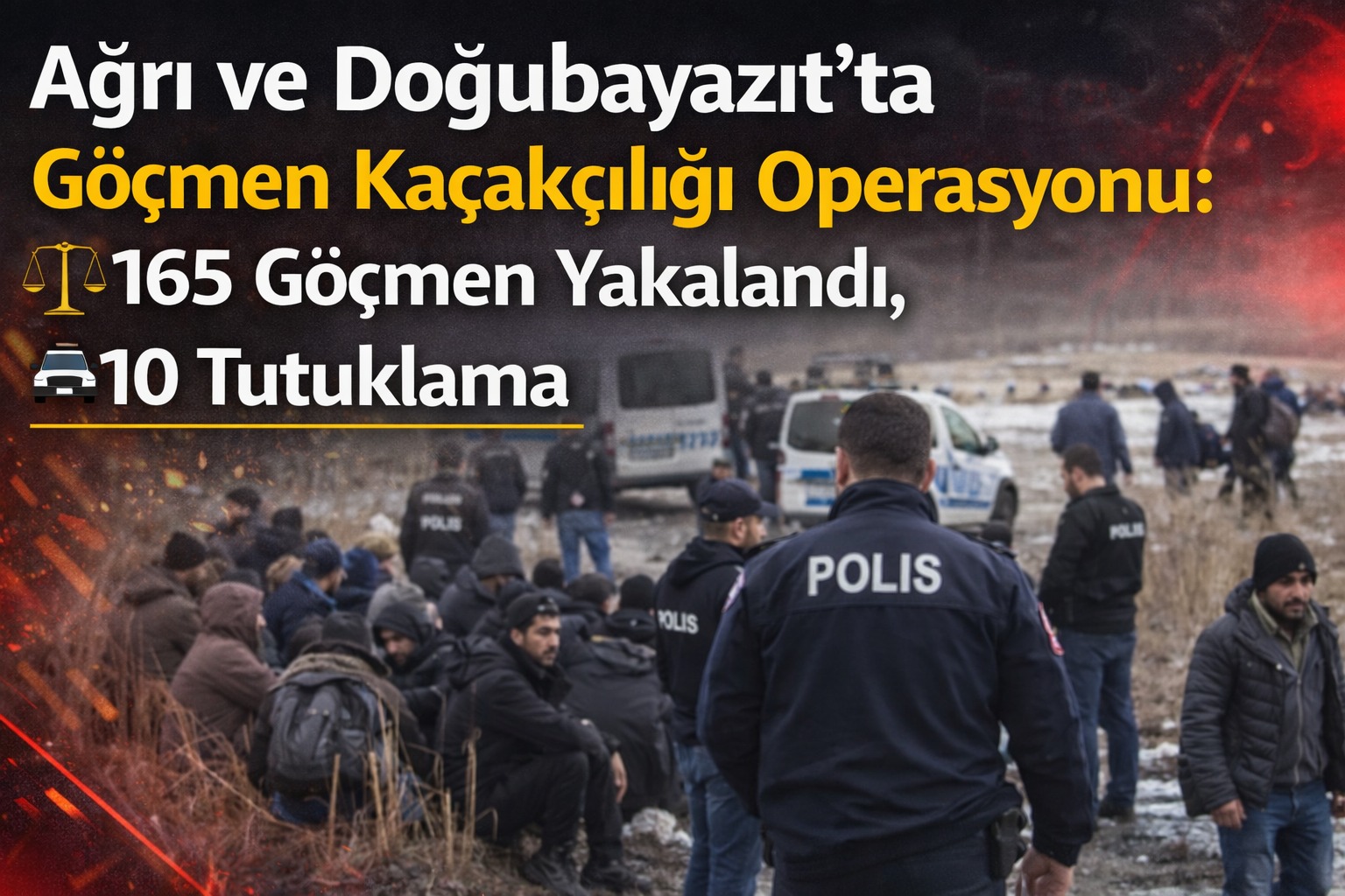Ağrı ve Doğubayazıt’ta Göçmen Kaçakçılığı Operasyonu: 165 Göçmen Yakalandı, 10 Tutuklama