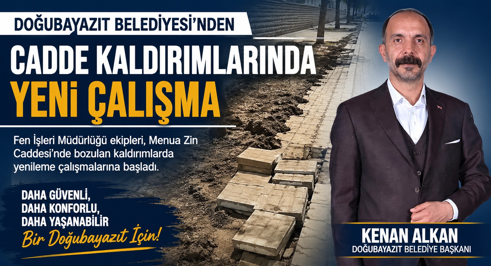 Doğubayazıt Belediyesi’nden Cadde Kaldırımlarında Yeni Çalışma