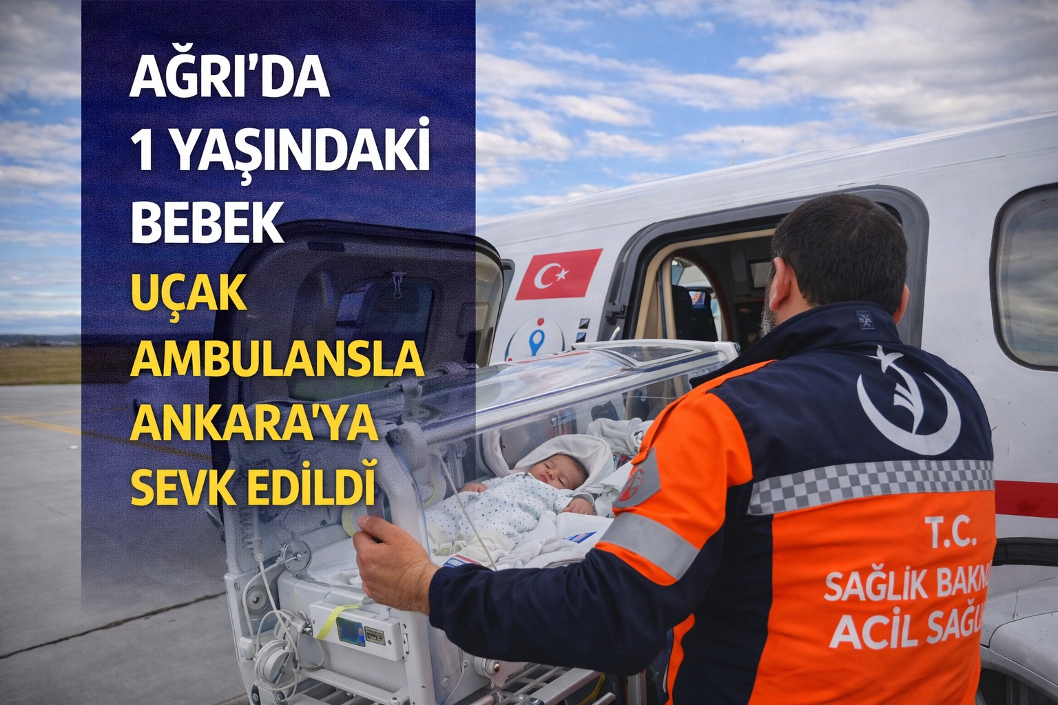 Ağrı’da 1 Yaşındaki Bebek Uçak Ambulansla Ankara’ya Sevk Edildi