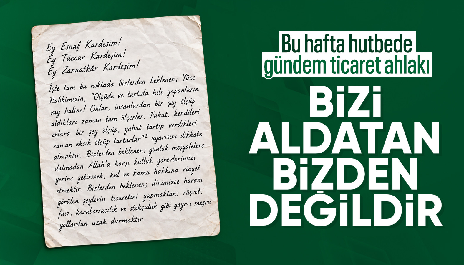 Cuma Hutbesinde Ticaret Etiği ve Ahilik Teması İşlendi